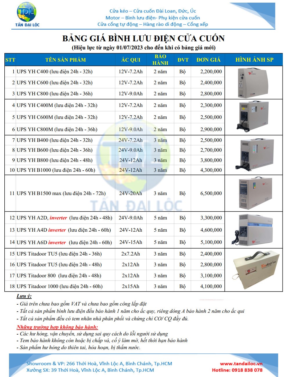 BẢNG BÁO GIÁ BÌNH LƯU ĐIỆN CỬA CUỐN CHÍNH HÃNG RẺ NHẤT 2023